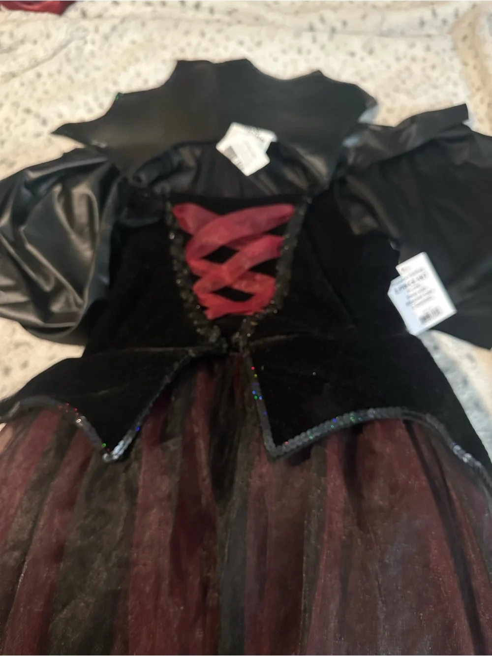 NWT 7/8 Kids Black and Burgundy Gothic Draculas Darling Costume Dress